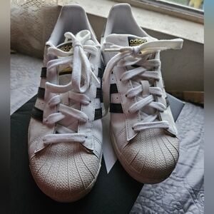 Adidas Classic White with Black Stripes Shoes